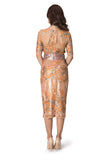 High-waist satin skirt in peach color