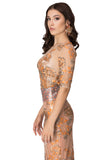 Tulle blouse with floral sequin elements