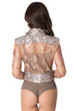 Lace tulle jacket with floral sequin elements