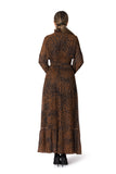 Long sleeve leopard pleated dress