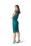 Elegant emerald Brussels lace dress