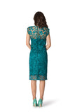 Elegant emerald Brussels lace dress