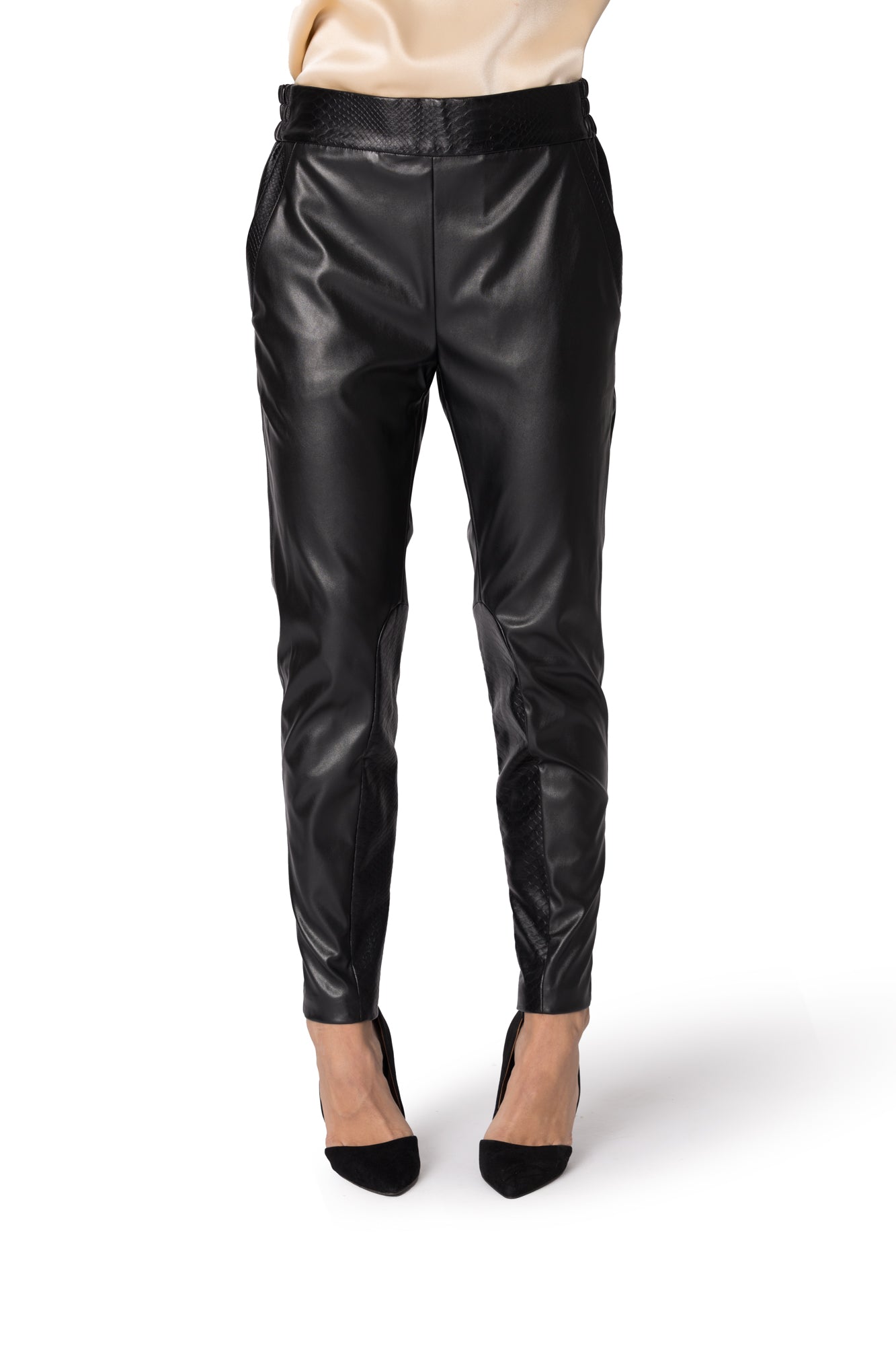 Eco-leather trousers with Croco pattern