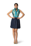 Turquoise jacquard vest