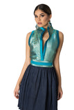 Turquoise jacquard vest