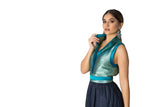 Turquoise jacquard vest