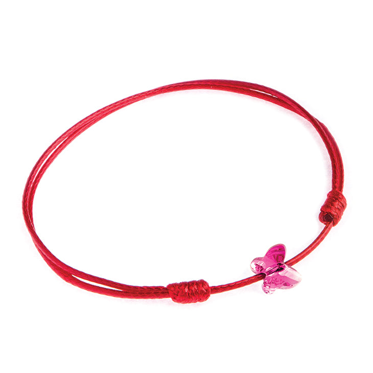 Red String 'Pink Butterfly' Bracelet