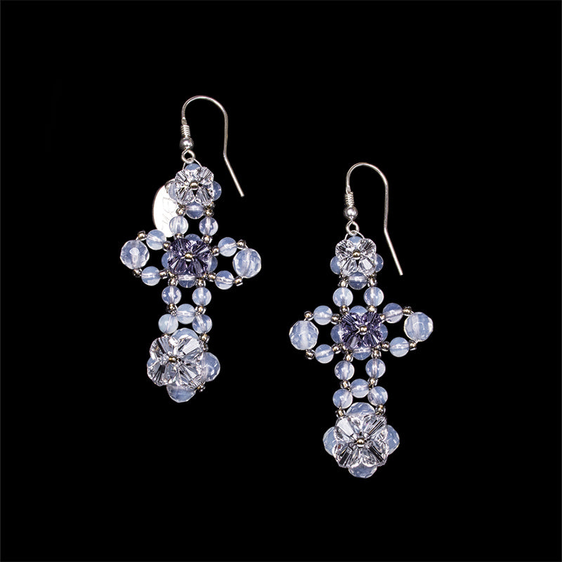 'Moonstone Cross' Earrings