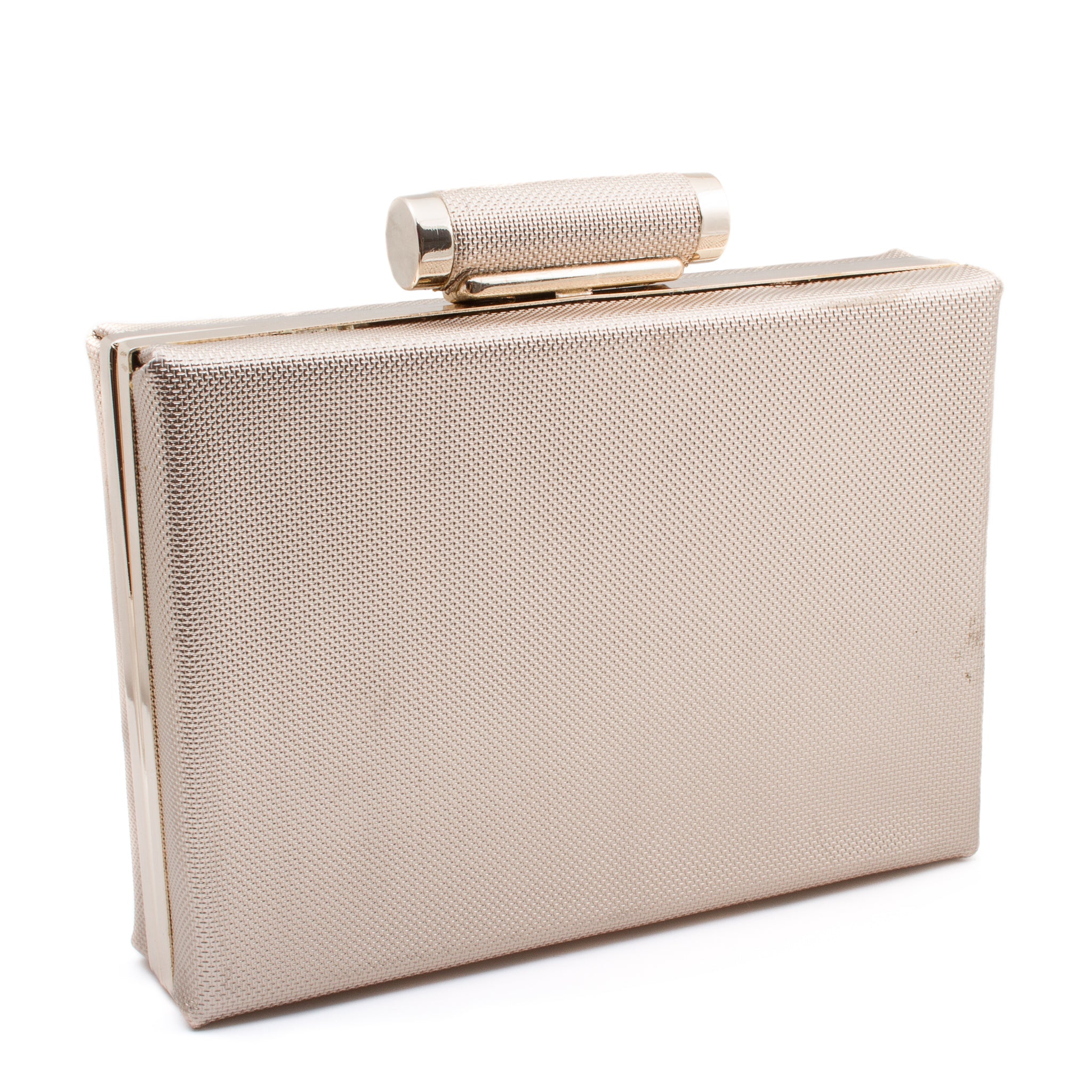 Golden Leather Clutch Handbag with Crystals