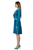 Blue-turquoise jacquard blazer with a zebra accent
