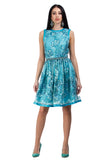 Sky blue lace dress with floral sequin elements