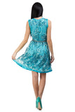 Sky blue lace dress with floral sequin elements