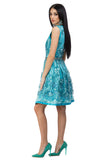 Sky blue lace dress with floral sequin elements