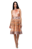 Peach-golden lace skirt with fine floral elements