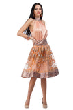 Peach-golden lace skirt with fine floral elements