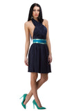 Sheer blue pleated chiffon skirt