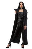 Long black wool coat with a triple collar