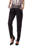 Cool wool trousers with knitted lace belt