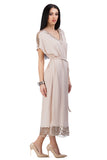 Mocha color dress with golden-copper thread