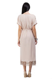 Mocha color dress with golden-copper thread