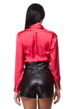 Red shirt with wide collar and lapels WSH-0005