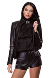 Black eco-leather crocodile jacket WJK-0005