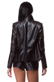 Black eco-leather crocodile jacket WJK-0005