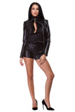 Black eco-leather crocodile jacket WJK-0005