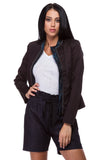 Black cotton jacket with jacquard finish WJK-0007