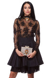 Transparent black lace blouse WBL-0003