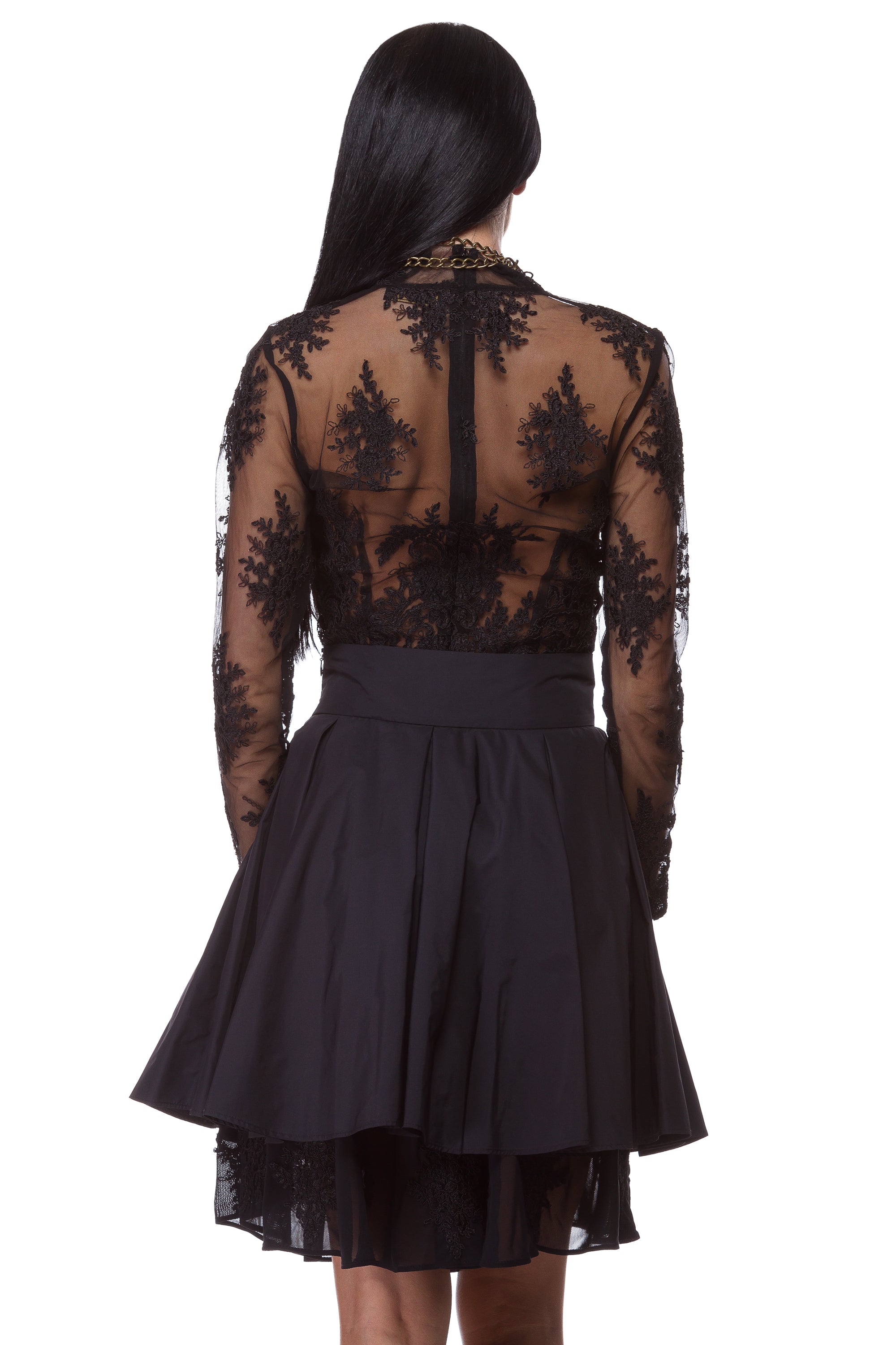 Taffeta mesh and lace skirt WSK-0003