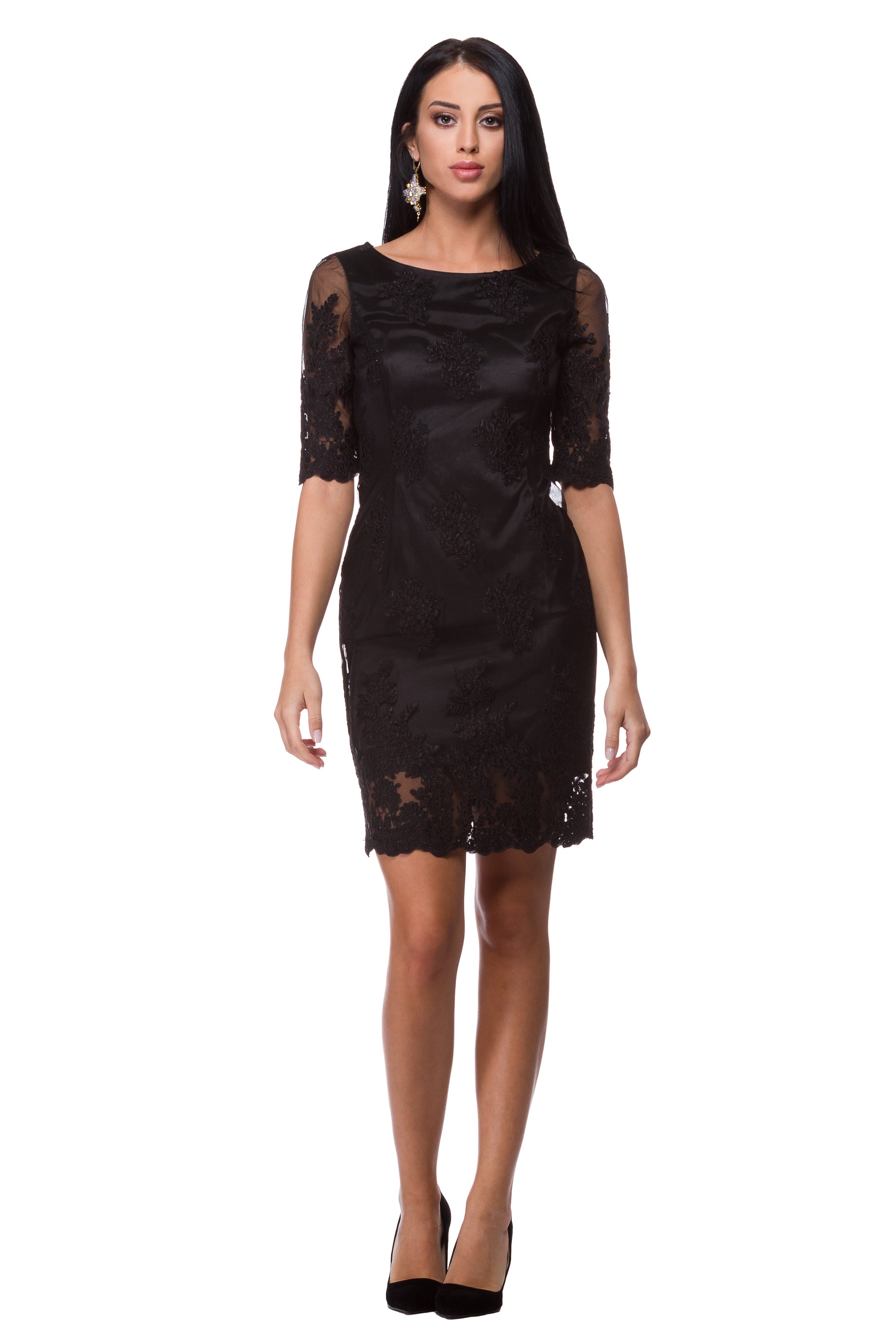 Black lace dress WDR-0010