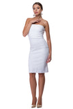 White cotton elastane dress with lace finish WDR-0011