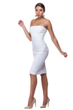 White cotton elastane dress with lace finish WDR-0011