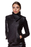 Black embossed eco-leather jacket WJK-0008