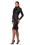 Black embossed eco-leather jacket WJK-0008