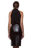 Black silk top with lace finish WTP-0003