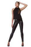 Black silk top with lace finish WTP-0005