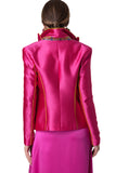 Sporty-Elegant Cyclamen Blazer with Gold Lapel Accent