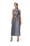 Limited Edition Sky-Blue Pleated Dress with Golden Sheen