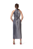 Limited Edition Sky-Blue Pleated Dress with Golden Sheen