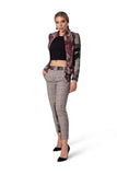 Sporty-Elegant Plaid Jacket with Velvet Texture