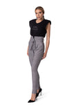 High-Waisted Front-Slit Pants with Tie Belt