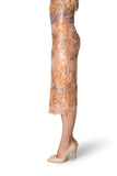 High-waist satin skirt in peach color