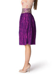 Knee-length pleated purple skirt