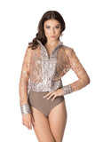 Lace tulle jacket with floral sequin elements