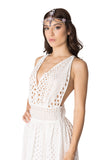 White lace V-neck dress