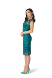Elegant emerald Brussels lace dress