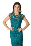 Elegant emerald Brussels lace dress