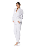 White two-piece tracksuit set